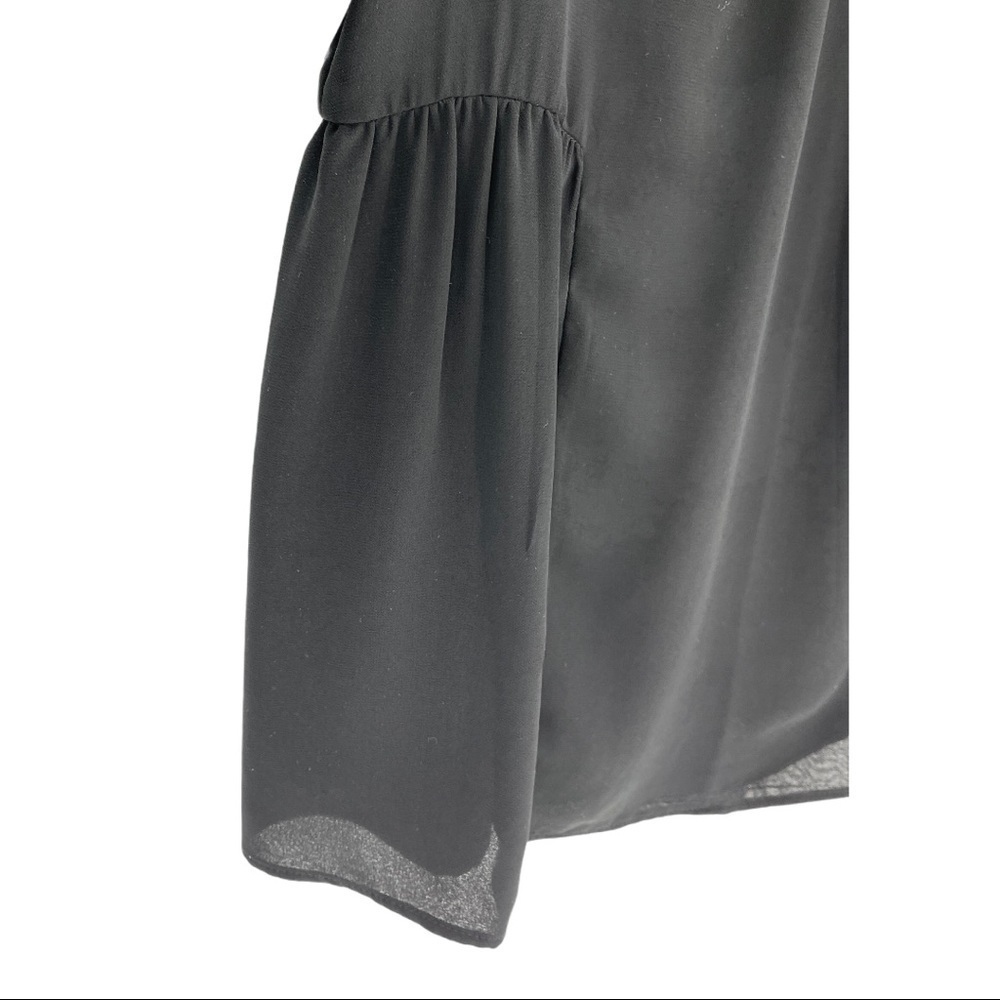 Zara Basic Black Panel Shoulder Sheer Blouse Sz L - image 6